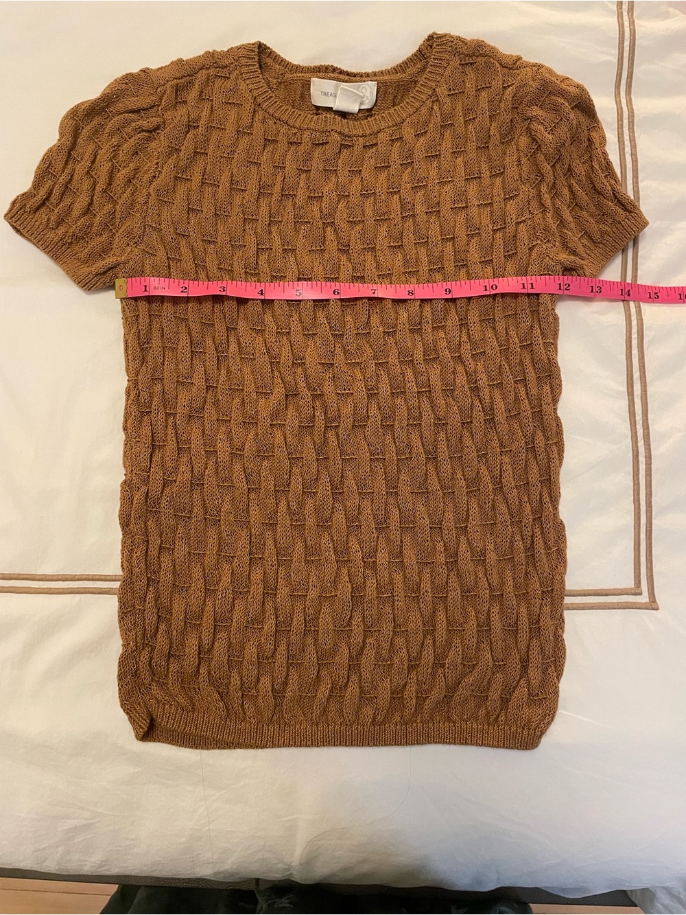 Tan Short-Sleeve Knit Sweater - Camel
